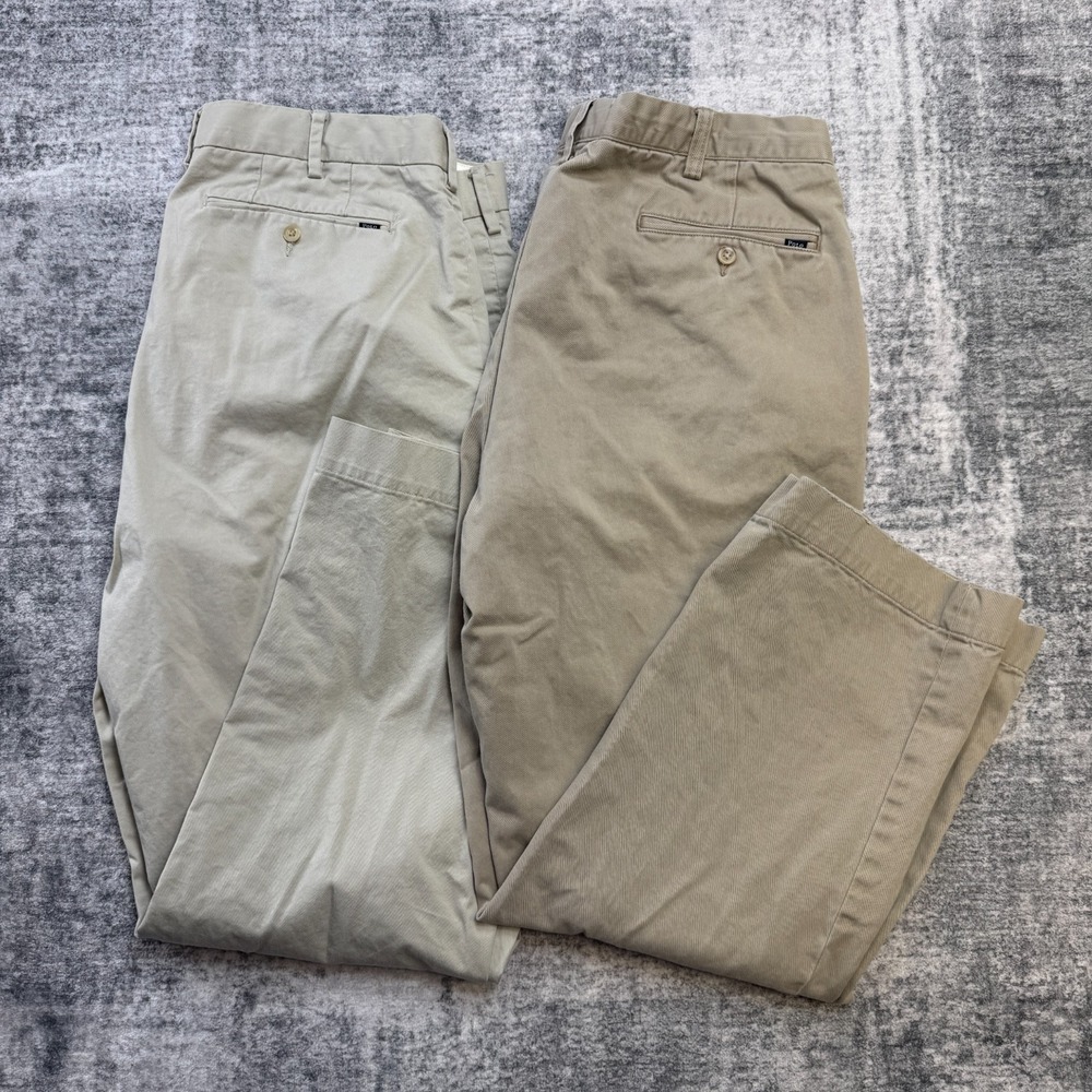 Polo Ralph Lauren Pants Mens 37x28* LOT OF 2 Khaki Classic Straight Chino Preppy
